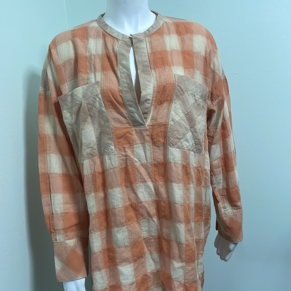 IRO Mayra Monocrome Checkered Plaid V Neck Blouse - Picture 9 of 14